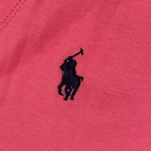 Polo Ralph Lauren Classic V-Neck T-Shirt – Pink with Navy Pony - Picture 5 of 5